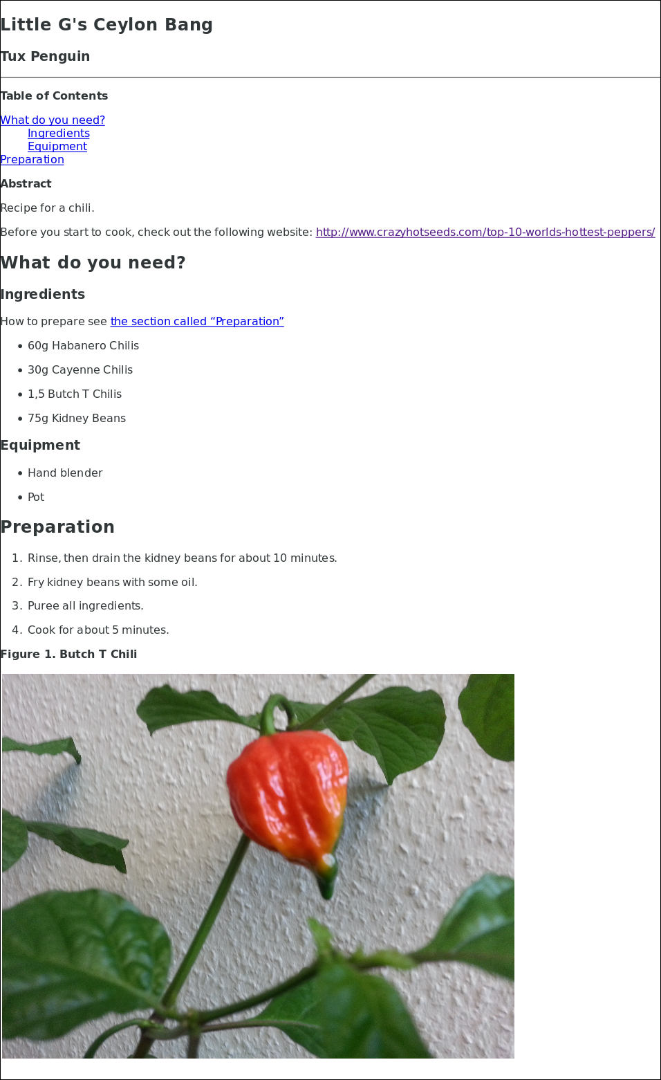 The Goal: Publishing a Recipe for a Chili Sauce in HTML Format